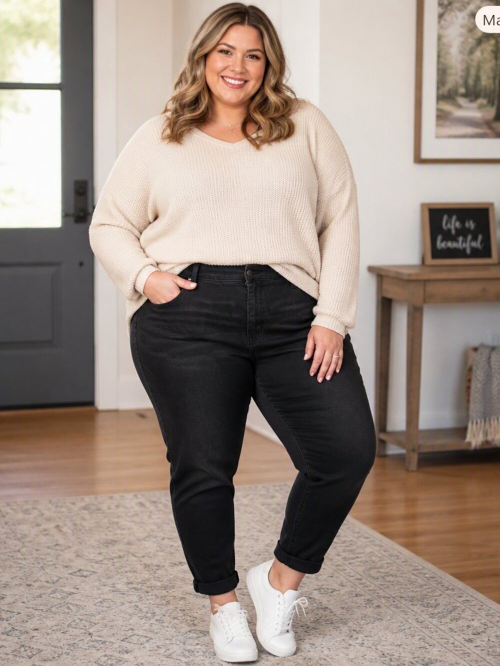 LuLaRoe Boyfriend Magic Waistband Black Stretch Jeans NWT Size 44 Plus 24W